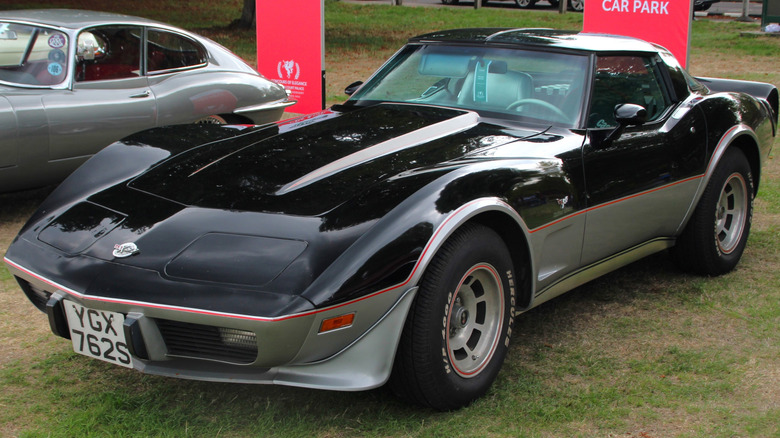 A front shot of a two-tone 1978 Chevrolet Corvette Pace Car Edition