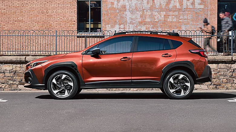 Side shot of a burnt-orange Subaru Crosstrek
