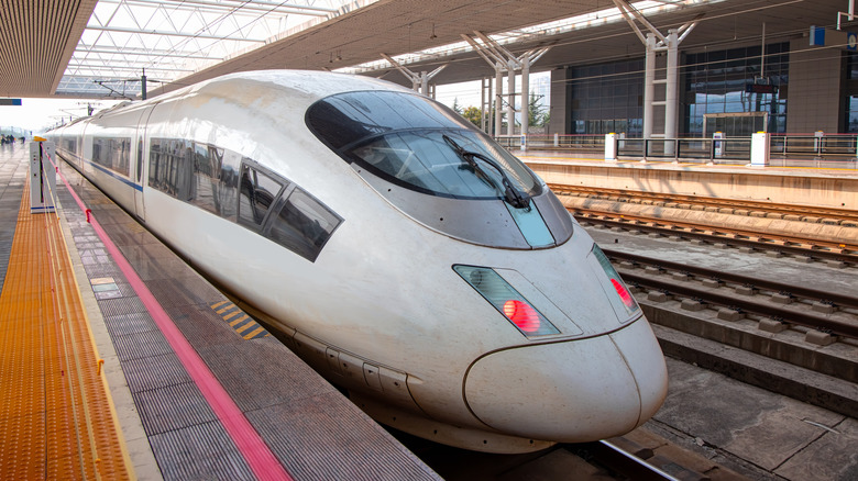 High-speed train at luoyanglongmen station in Beijing, China,