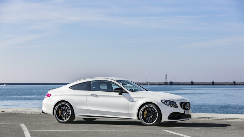 Front shot of a 2019 Mercedes-Benz C 63 S AMG Coupe in white