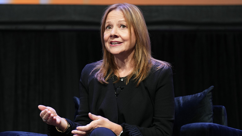Mary Barra speaks onstage at "Featured Session: Self-Driving Cars: From Science Fiction to Scale" during the 2023 SXSW Conference and Festivals at Austin Convention Center on March 14, 2023 in Austin, Texas.