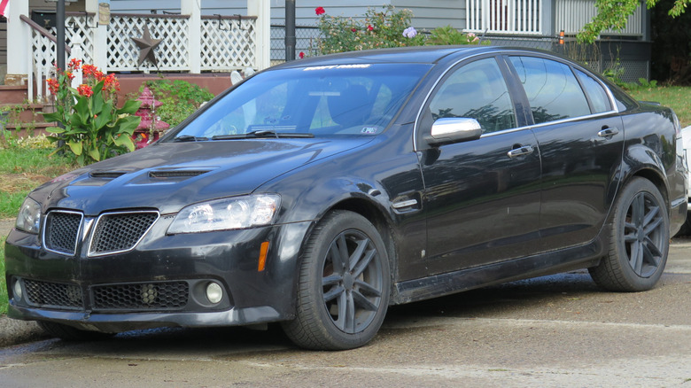 A black 2009 Pontiac G8 photographed in Warren, Pennsylvania.