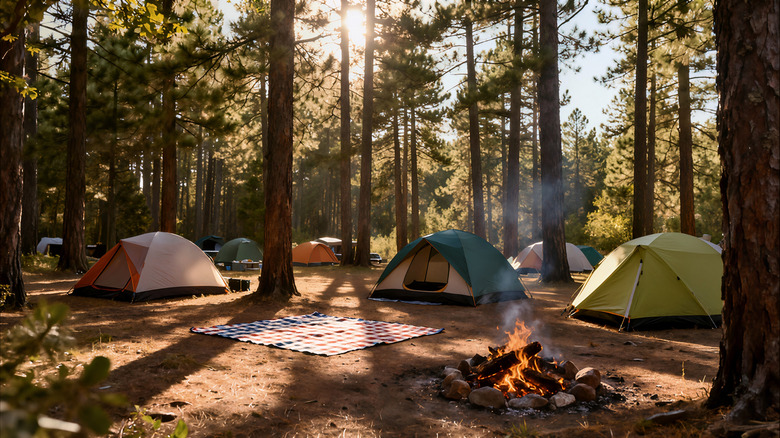 Camping is in tents