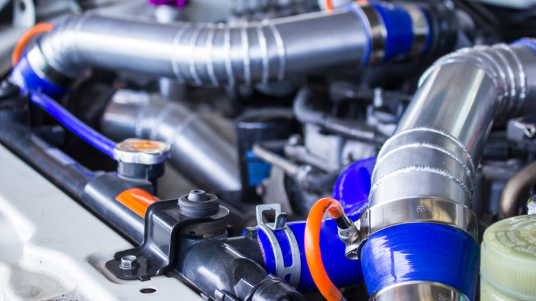 A diesel engine with custom plumbing