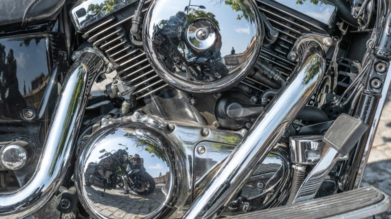 A V-twin motorcycle engine