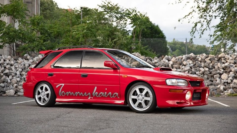 Red Impreza wagon