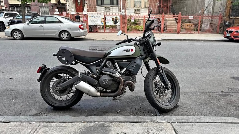 Green and brown Ducati Scrambler