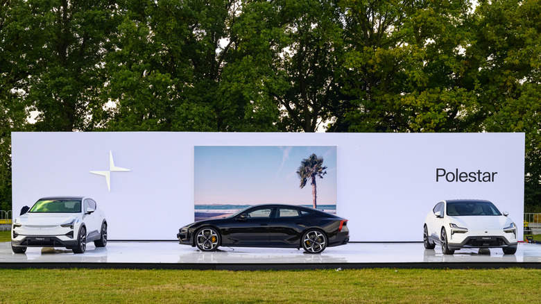 BEESD, NETHERLANDS - SEPTEMBER 13: Polestar 5 performance GT sedan full electric car and Polestar 4 and Polestar 3 electric cars on display during the 2025 Wheels at Mariënwaerdt car show on September 13 in Beesd, The Netherlands. (Photo by Sjoerd van der Wal/Getty Images)