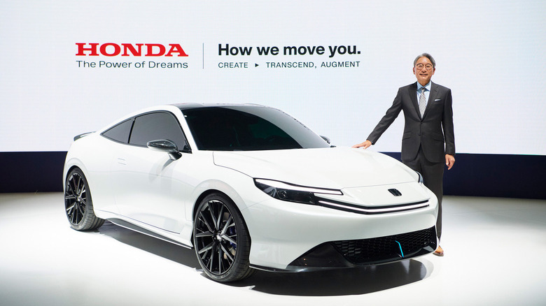 Honda CEO Toshihiro Mibe with the Honda Prelude