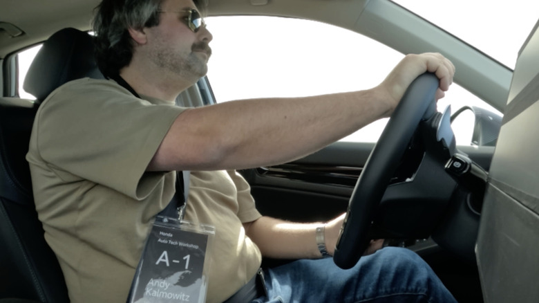 An interior position of  Honda's Next Generation Hybrid Study astatine Honda's trial way successful Tochigi, Japan.