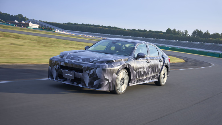 Honda's Next Generation Hybrid Study astatine Honda's trial way successful Tochigi, Japan.