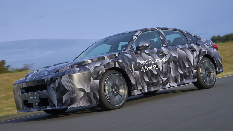 Honda's Next Generation Hybrid Study astatine Honda's trial way successful Tochigi, Japan.