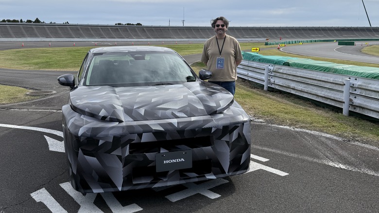Andy Kalmowitz and nan Next Generation Hybrid Study astatine Honda's trial way successful Tochigi, Japan.