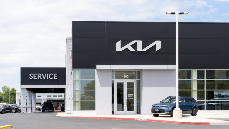 Kia dealership in Dublin, California, USA - June 12, 2023. Kia is a South Korean multinational automobile manufacturer.