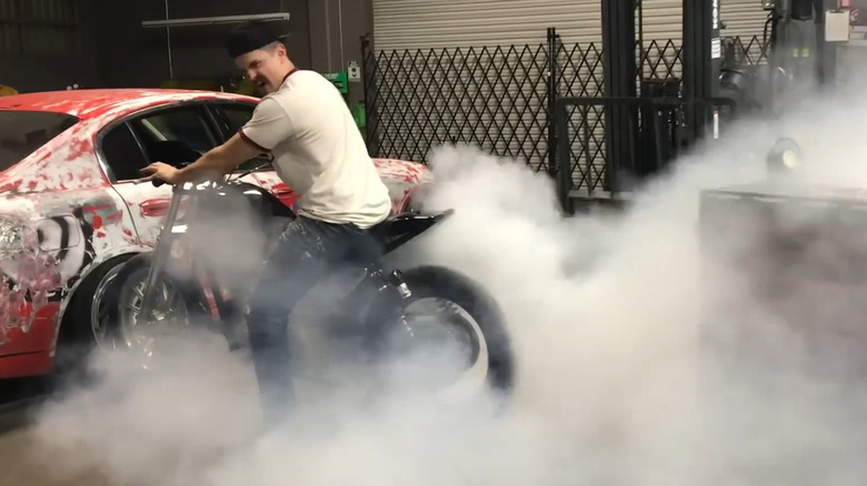 Hoonigan motorcycle burnout