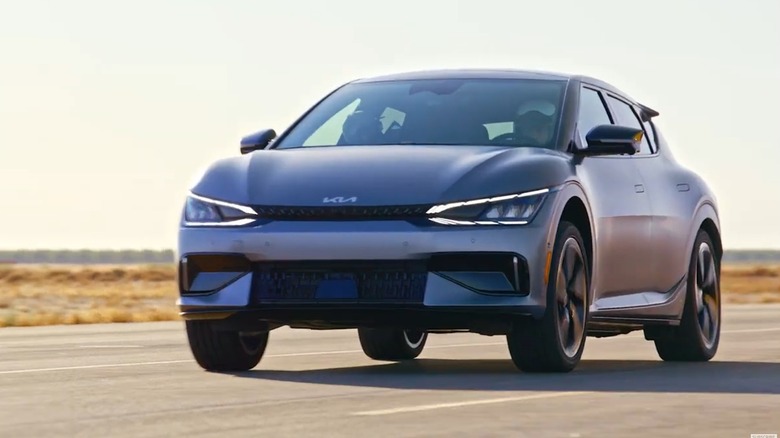 A Kia EV6 GT launching off the line