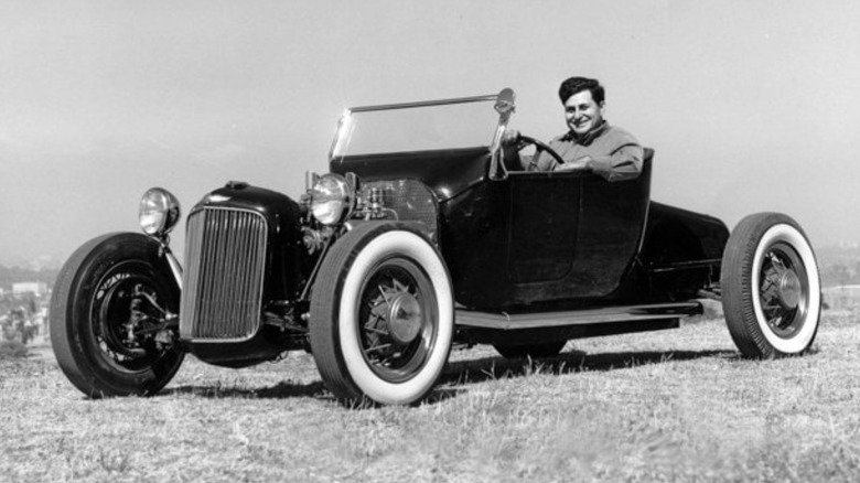 Ed Iskenderian in a Ford Roadster