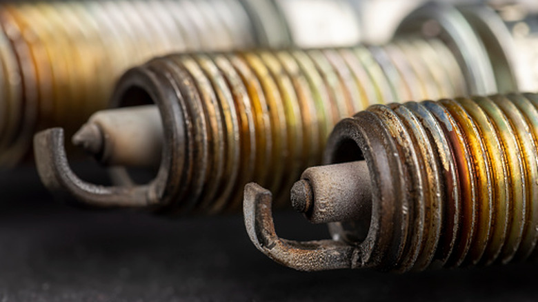 Two worn-out spark plugs.