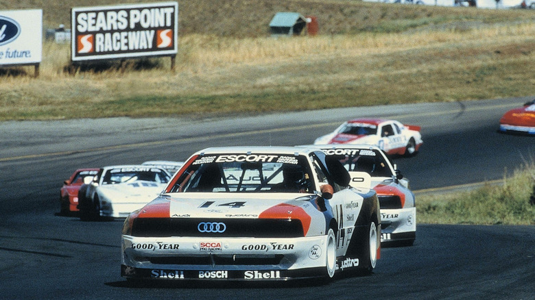 An Audi 200 Quattro SCCA Trans-Am race car at Sears Point Raceway during the 1988 season.