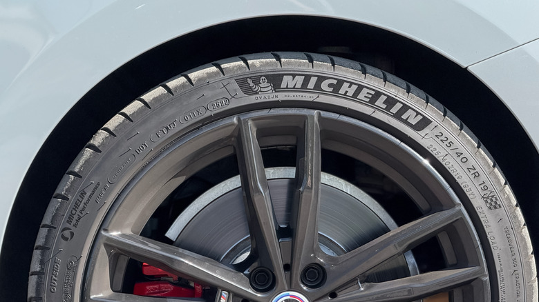 The Michelin Pilot Sport performance tire of a BMW M2