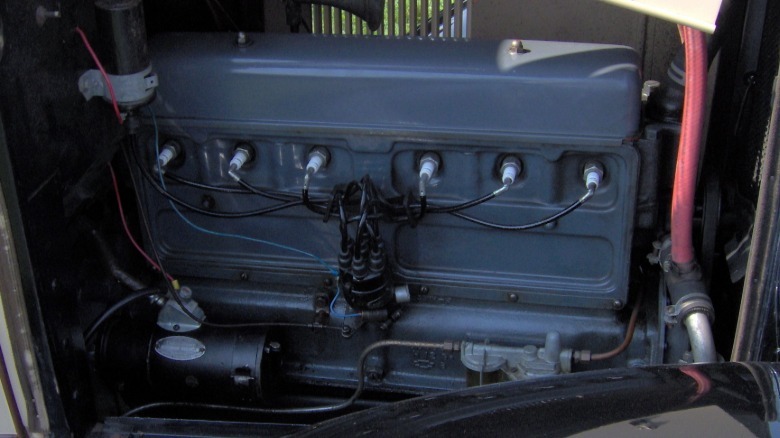 The Stovebolt six-cylinder engine of a 1929 Chevrolet two-door sedan.