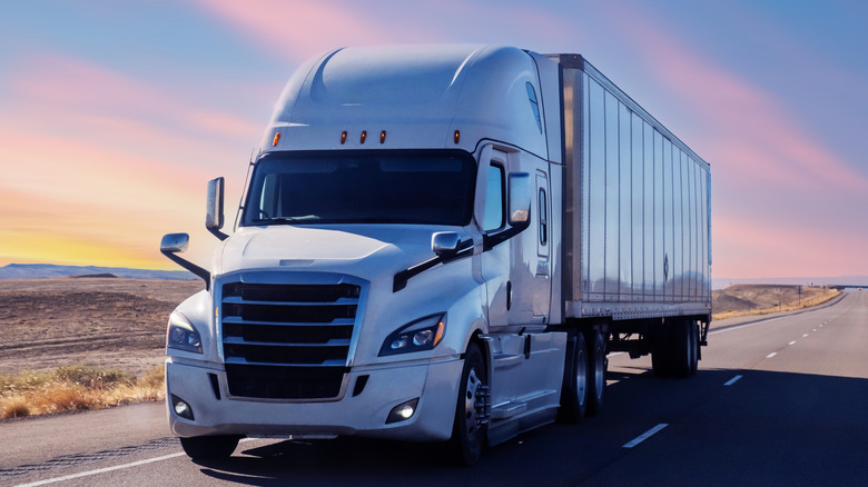 A semi truck on a highway