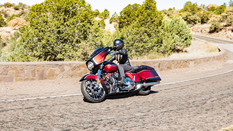 Harley-Davidson CVO Street Glide on a winding road