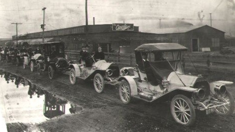 A photo of Willys Overland cars in the 1920s