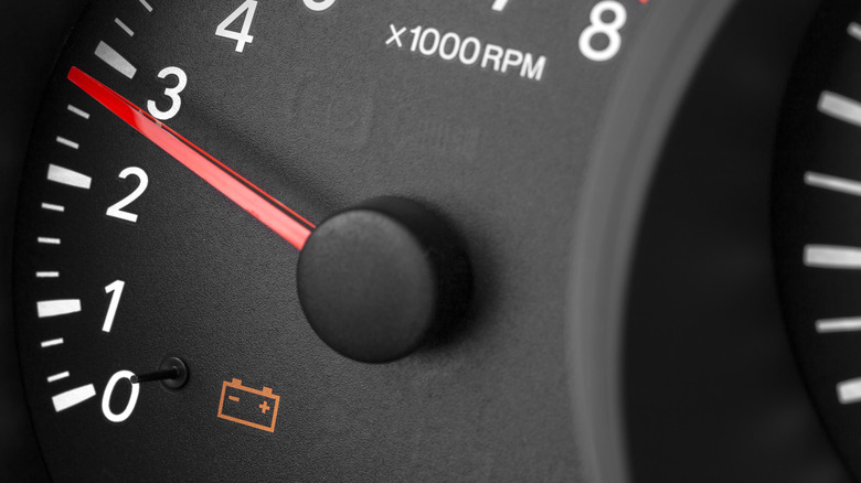 Illuminated battery warning light on the instrument console