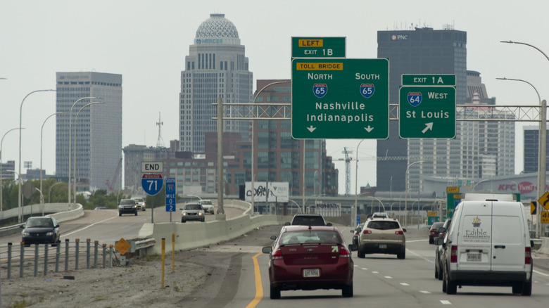 End of Interstate 71 in Louisville, Kentucky.
