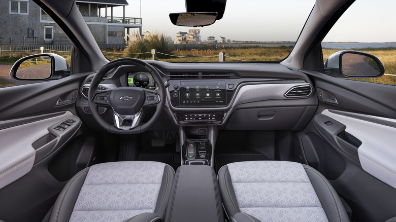 The dashboard of a 2022 Chevrolet Bolt as seen from inside