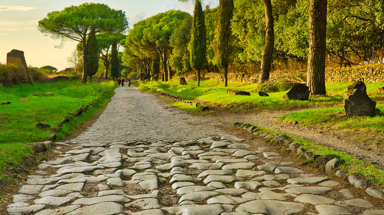 A view down Via Appia, the oldest Roman road.