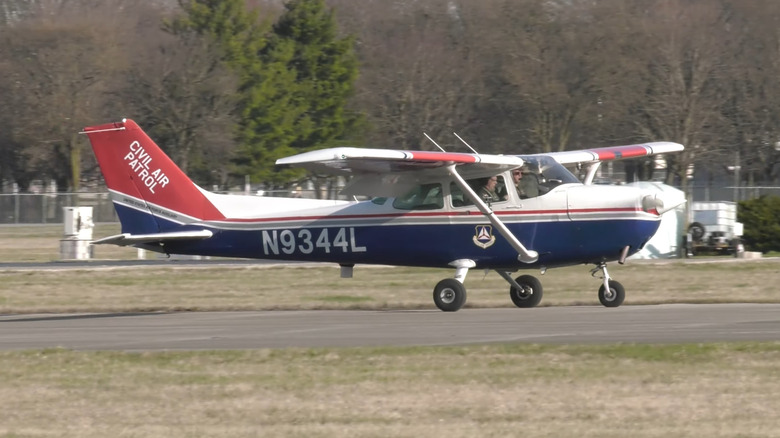 A Civil Air Patrol Cessna 172 in CAP livery landing.