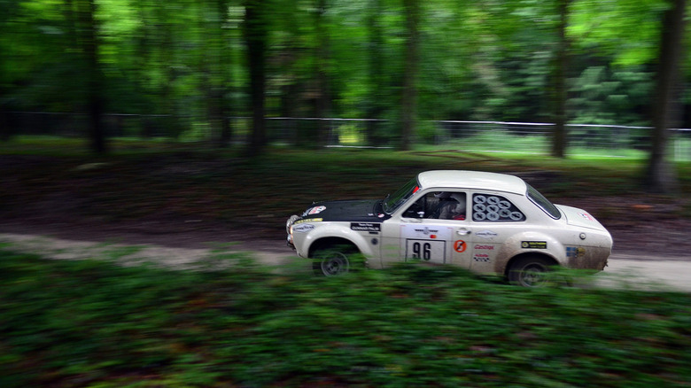 A Ford Escort RS1600 racing at the 2023 Goodwood Festival of Speed.