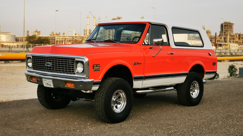 A bright red K/5 Chevrolet Blazer.