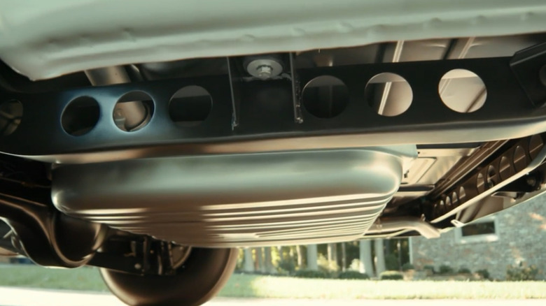 Underside of 1963 Pontiac Catalina Swiss Cheese showing holes in the frame