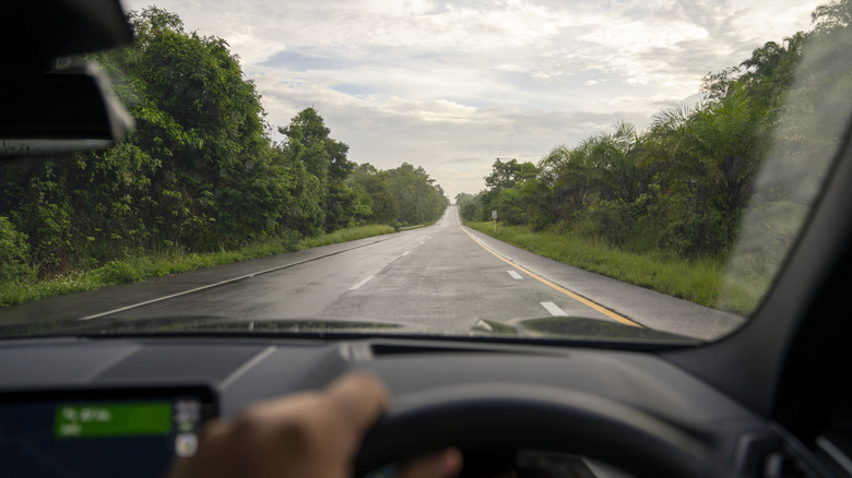 Car on an empty highway