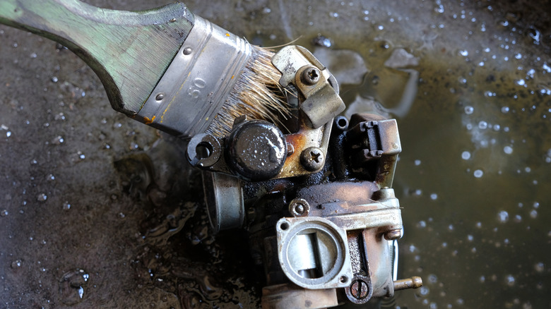 Nylon and brass brushes are safe for carburetor cleaning