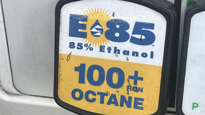 An E85 fuel pump button