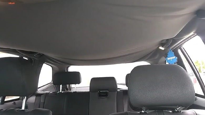 A falling headliner in a car