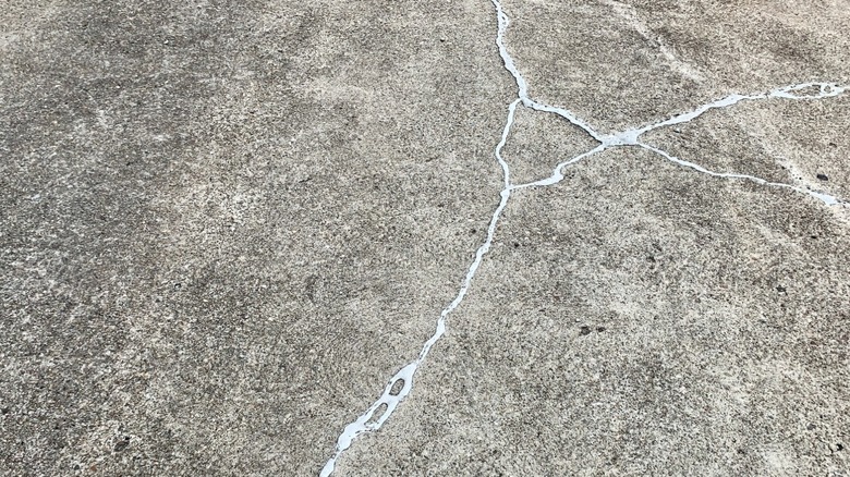 A view of filled concrete cracks