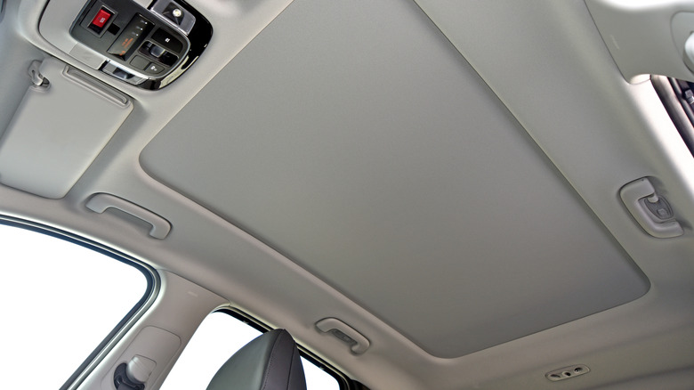 Vinyl and fabric headliner of a car