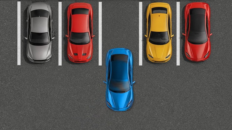 Animated graphic of a car backing in to a parking spot