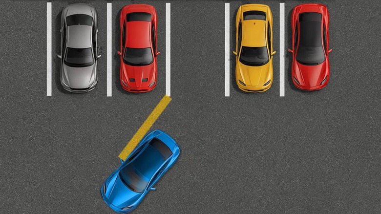 Animated graphic of a car preparing to reverse into a parking spot