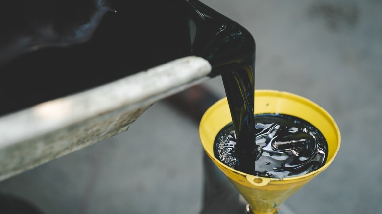 Black used motor oil