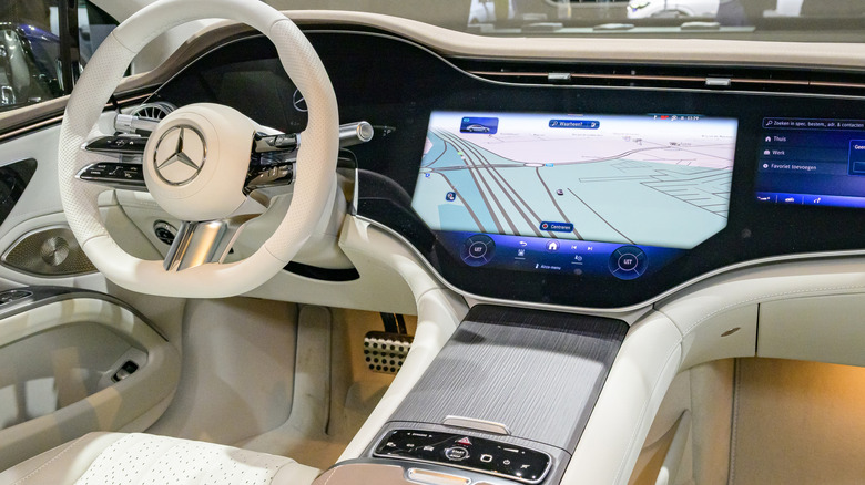 Multiple displays across the dash of a Mercedes-Benz