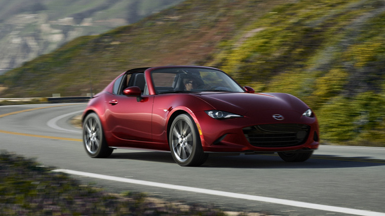 A Mazda Miata in Soul Red