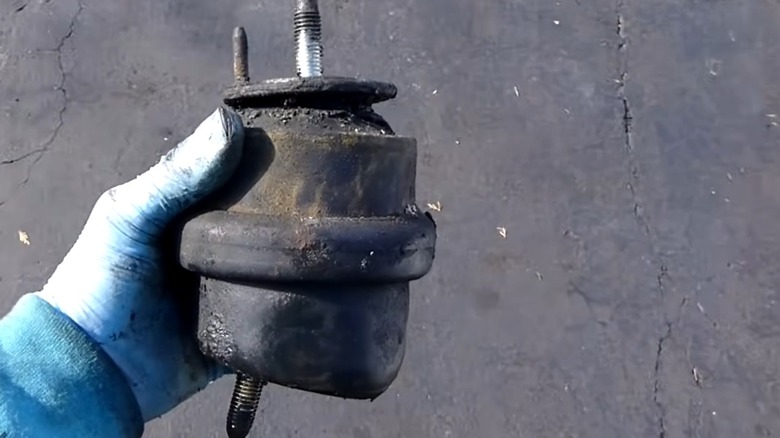 Worn rubber engine mount