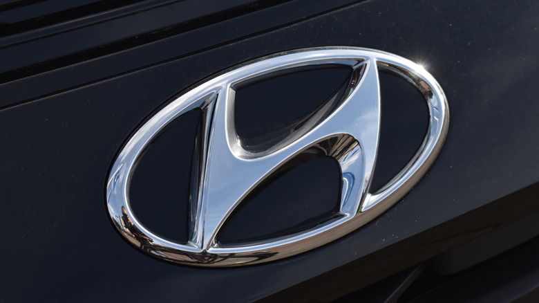 Close-up of a Hyundai logo
