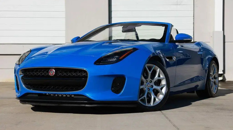 Blue 2018 Jaguar F-Type front 3/4 view